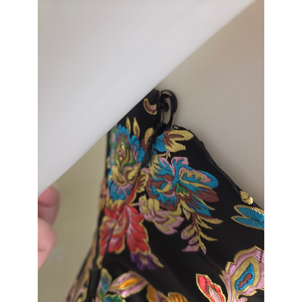 Olia Womens Strapless Metallic Floral Brocade Midi Dress Black‎ Multi Size S - Picture 14 of 14